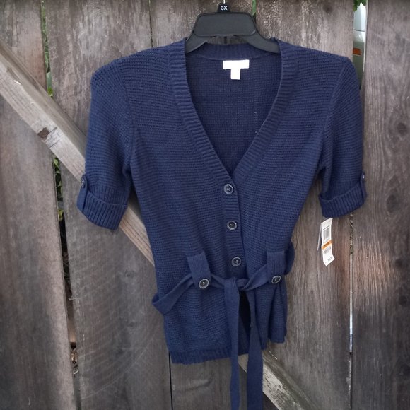 NWT Short Sleeved Belted Button Detail Cardigan Old Money Academia Career Preppy - Picture 7 of 13